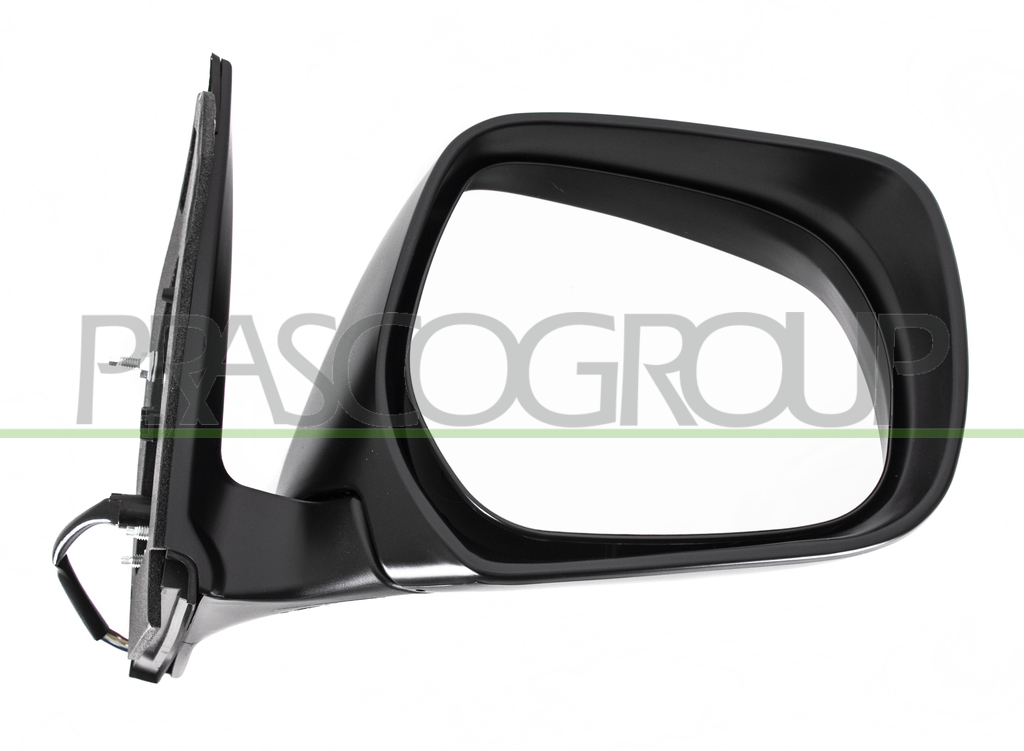 DOOR MIRROR RIGHT-ELECTRIC-BLACK-WITH LAMP-CONVEX-CHROME-WITH CHROME COVER
