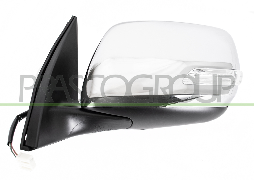 DOOR MIRROR LEFT-ELECTRIC-BLACK-WITH LAMP-CONVEX-CHROME-WITH CHROME COVER