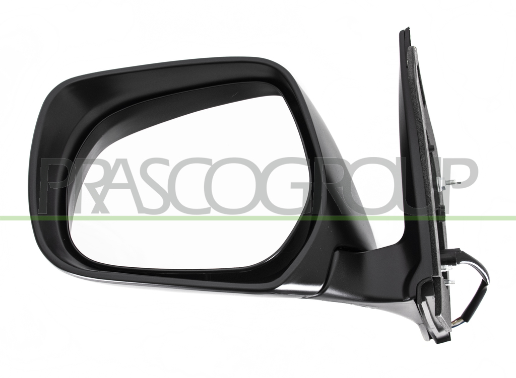 DOOR MIRROR LEFT-ELECTRIC-BLACK-WITH LAMP-CONVEX-CHROME-WITH CHROME COVER