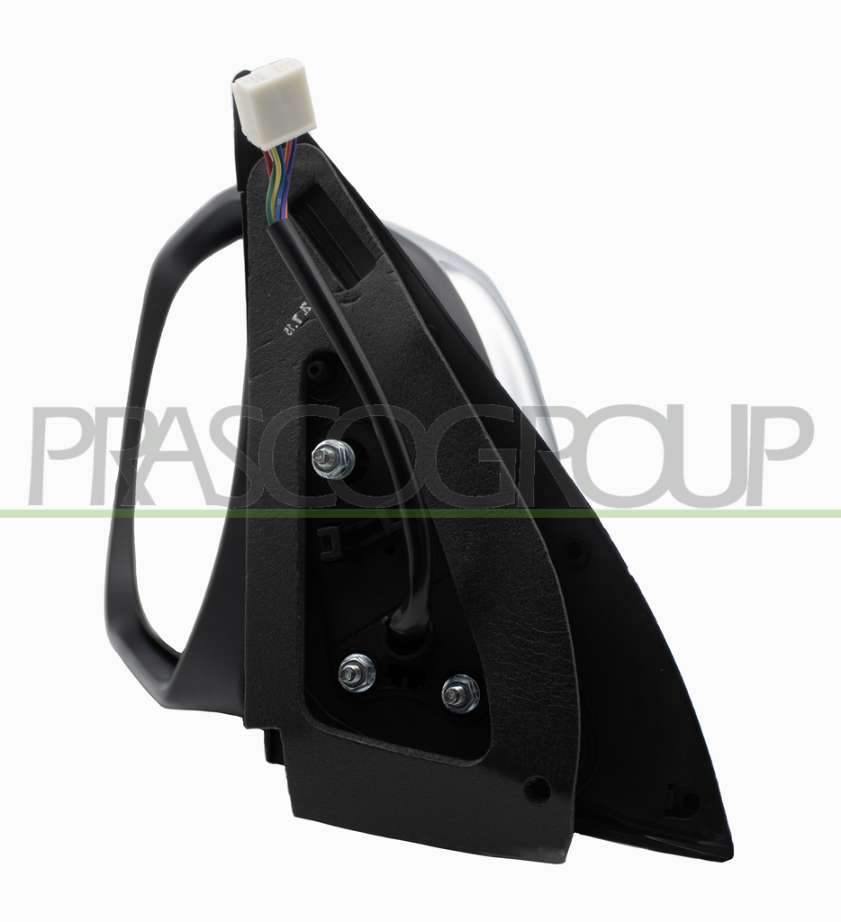 DOOR MIRROR LEFT-ELECTRIC-BLACK-FOLDABLE-WITH LAMP-CONVEX-CHROME-WITH CHROME COVER