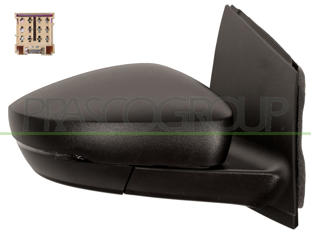 ESPEJO DERECHO-MECANICO-NEGRO-CON PILOTO-CONVEXO/CROMADO-CONECTOR CUADRADO-12H2P MOD. > 11/09