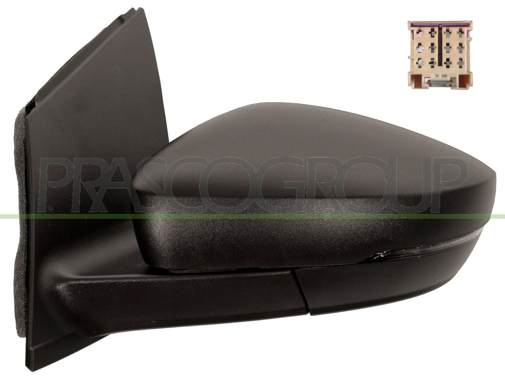 ESPEJO IZQUIERDO-MECANICO-NEGRO-CON PILOTO-ASFERICO/CROMADO-CONECTOR CUADRADO-12H2P MOD. > 11/09