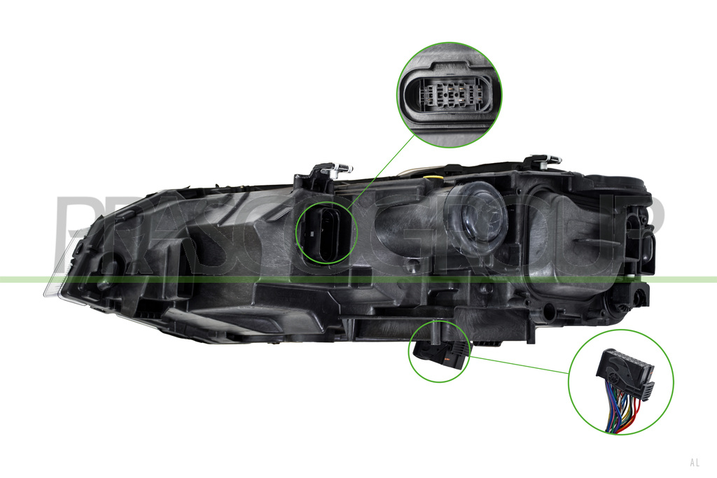 PROIETTORE DESTRO-ELETTRICO-CON MOTORE-SENZA CENTRALINA-BORDO CROMATO-FULL LED-VERSIONE VALEO