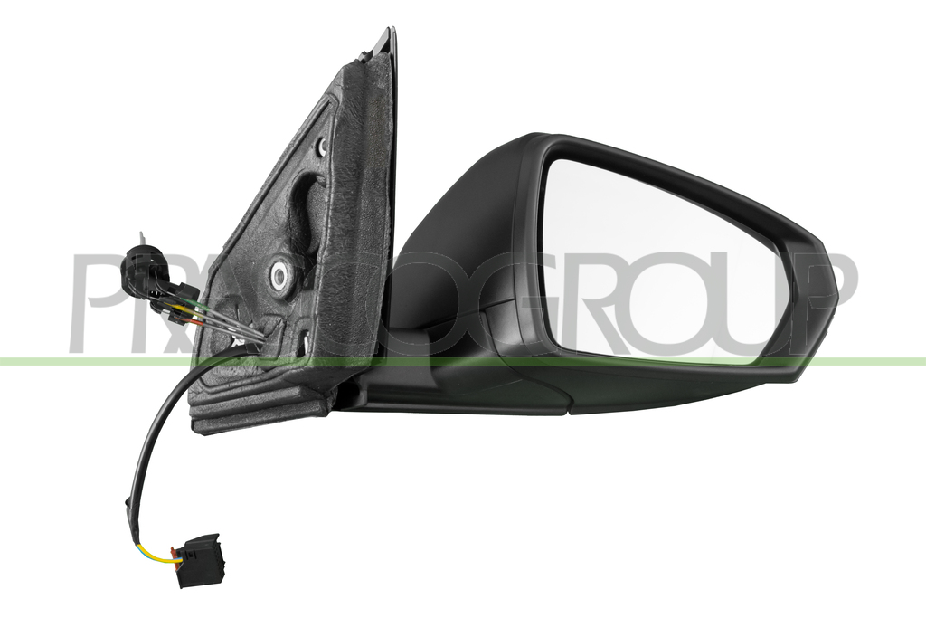 DOOR MIRROR RIGHT-CABLE-BLACK-WITH LAMP-CONVEX-2 PINS
