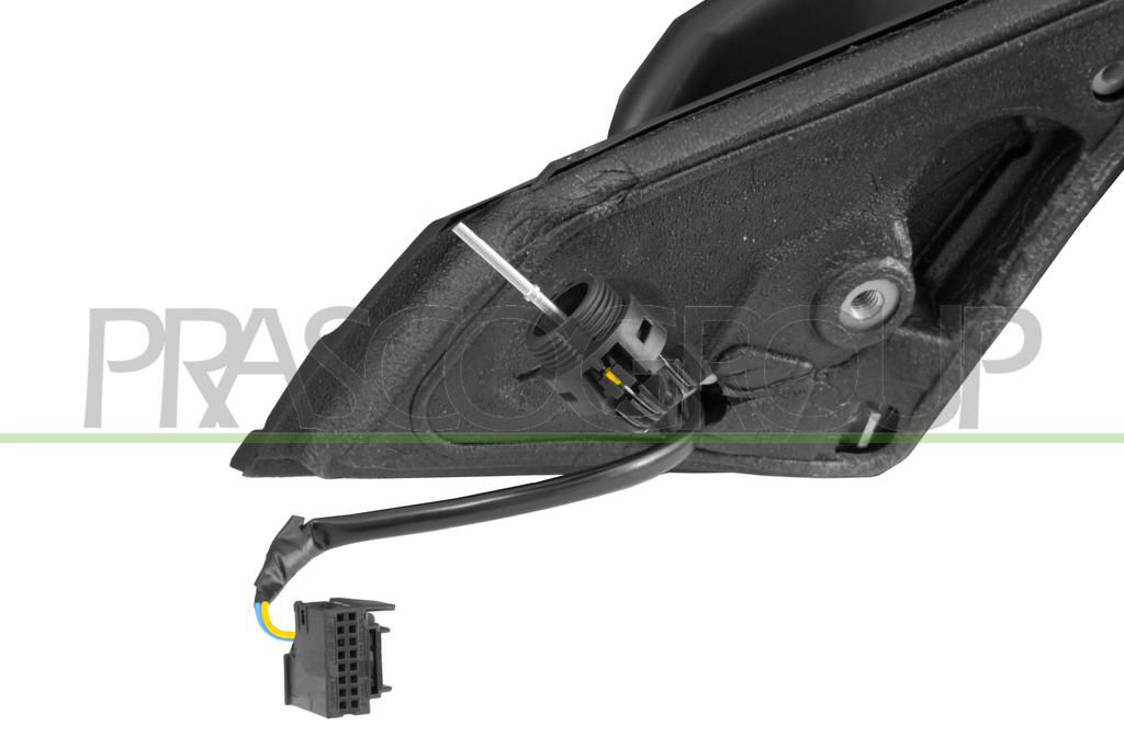 DOOR MIRROR RIGHT-CABLE-BLACK-WITH LAMP-CONVEX-2 PINS