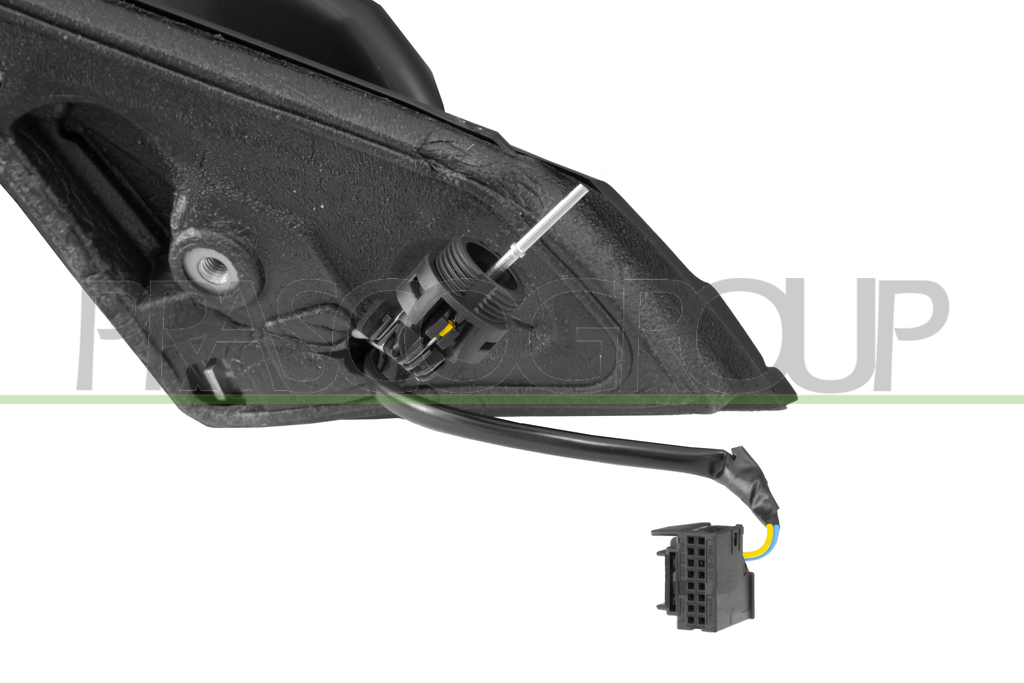 DOOR MIRROR LEFT-CABLE-BLACK-WITH LAMP-ASPHERICAL-2 PINS