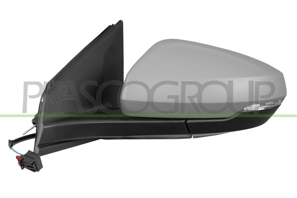 DOOR MIRROR LEFT-CABLE-PRIMED-WITH LAMP-ASPHERICAL-2 PINS