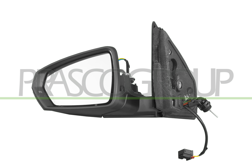 DOOR MIRROR LEFT-CABLE-PRIMED-WITH LAMP-ASPHERICAL-2 PINS
