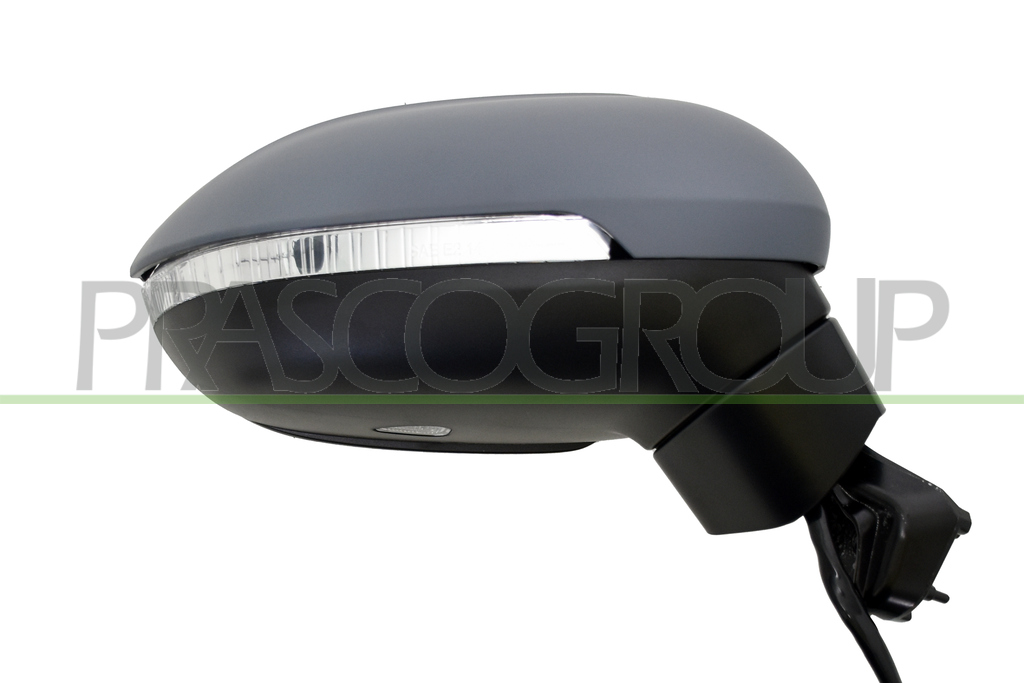 DOOR MIRROR RIGHT-ELECTRIC-PRIMED-HEATED-WITH LAMP-WITH AMBIENT LIGHT-WITH BLIS-CONVEX-9 PINS