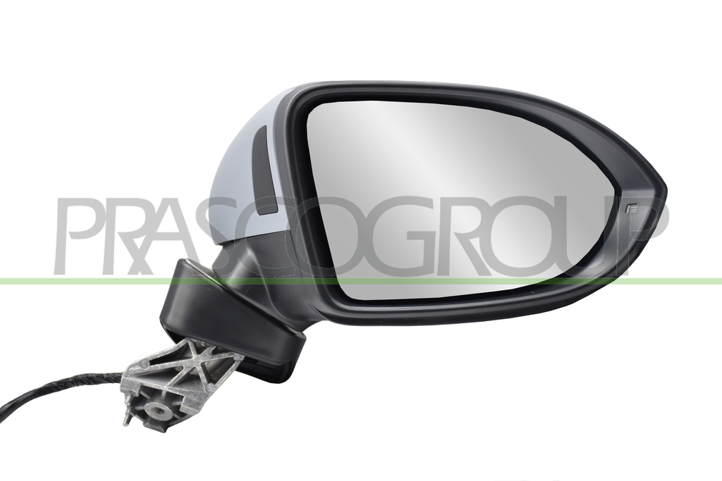 DOOR MIRROR RIGHT-ELECTRIC-PRIMED-HEATED-WITH LAMP-WITH AMBIENT LIGHT-WITH BLIS-CONVEX-7 PINS