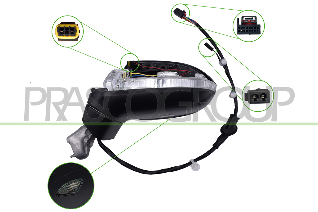 RETROVISORE SINISTRO-ELETTRICO-CON PRIMER-TERMICO-CHIUDIBILE-CON FANALE-CON LUCE CORTESIA-CON MEMORIA-CON BLIS-ASFERICO-13 PINS