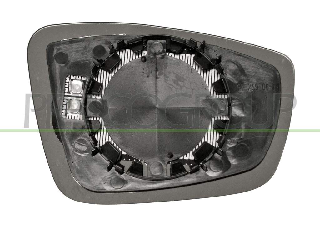 MIRROR GLASS BASE LEFT-HEATED-ASPHERICAL-CHROME