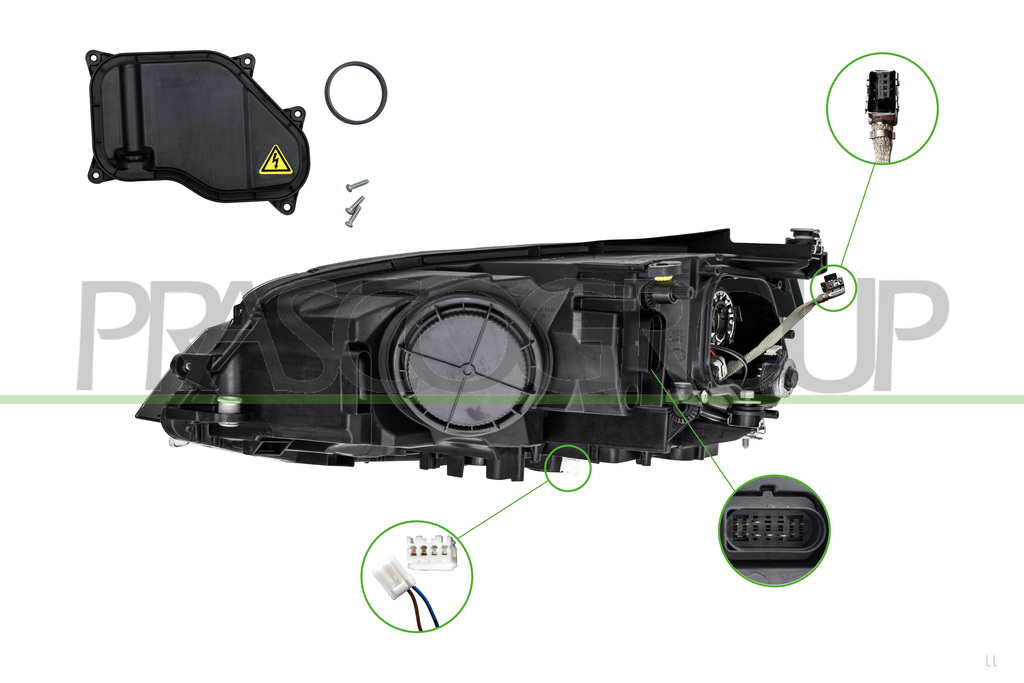HEADLAMP RIGHT XENON D3S+H7 ELECTRIC-WITH MOTOR-BLACK MOD. GTD