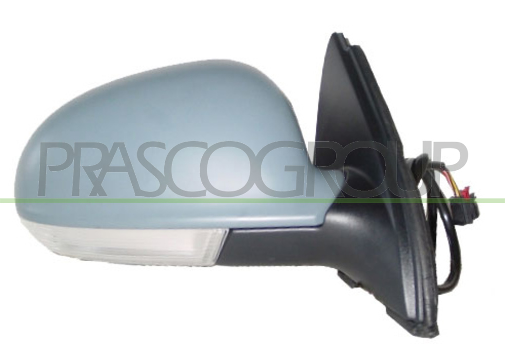 DOOR MIRROR RIGHT-ELECTRIC-HEATED-FOLDABLE-PRIMED-WITH LAMP-WITH AMBIENT LIGHT-CONVEX-CHROME