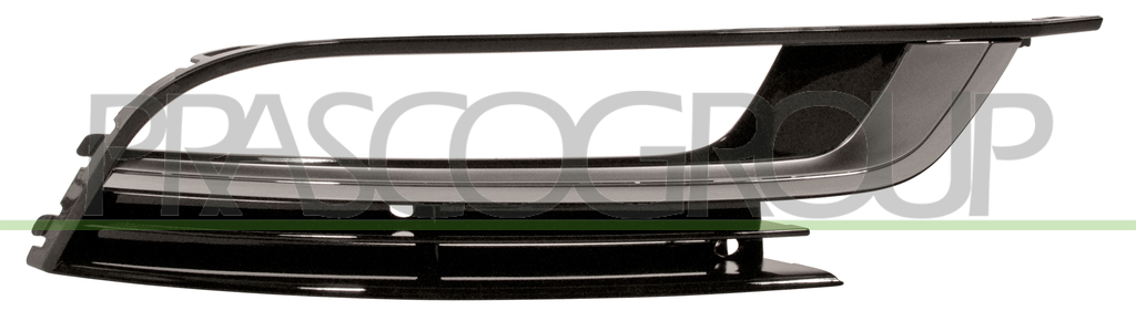 FRONT BUMPER GRILLE RIGHT-BLACK-GLOSSY-WITH FOG LAMP HOLE-WITH CHROME-SILVER MOLDING