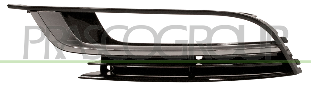 FRONT BUMPER GRILLE LEFT-BLACK-GLOSSY-WITH FOG LAMP HOLE-WITH CHROME-SILVER MOLDING