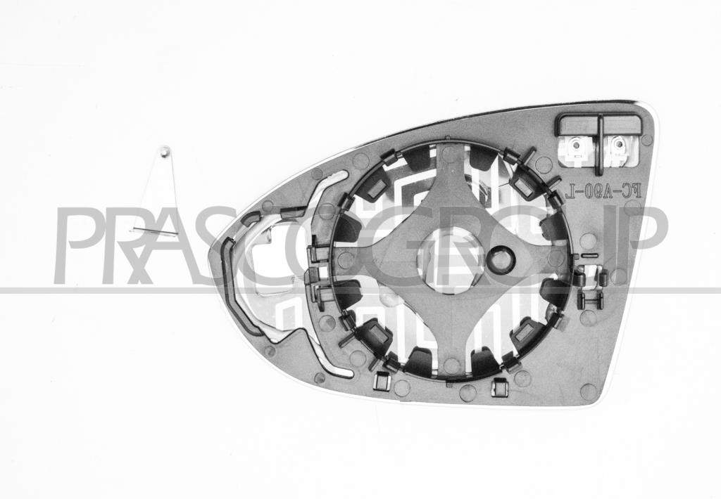 VERRE DE RETROVISEUR DROIT-CONVEX-CHAUFFANT-CHROME'