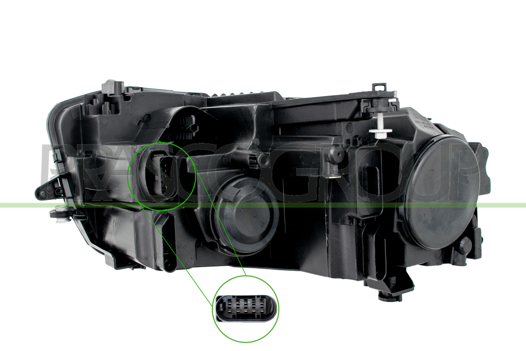 HEADLAMP RIGHT H7+H7 ELECTRIC-WITH MOTOR-WITH DAY RUNNING LIGHT-LED