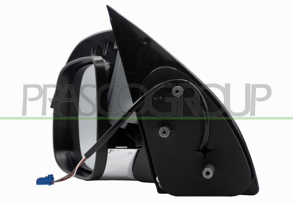 DOOR MIRROR LEFT-ELECTRIC-HEATED-PRIMED-WITH CHROME COVER-ASPHERICAL-CHROME