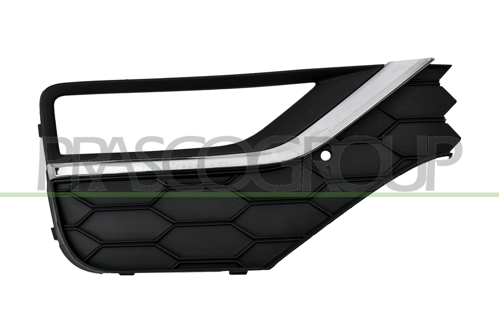 FRONT BUMPER GRILLE RIGHT-BLACK-WITH FOG LAMP HOLES-WITH CHROME MOLDING
