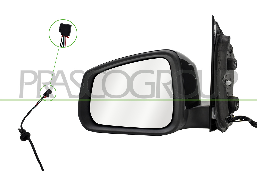 DOOR MIRROR LEFT-ELECTRIC-PRIMED-HEATED-CONVEX-5 PINS