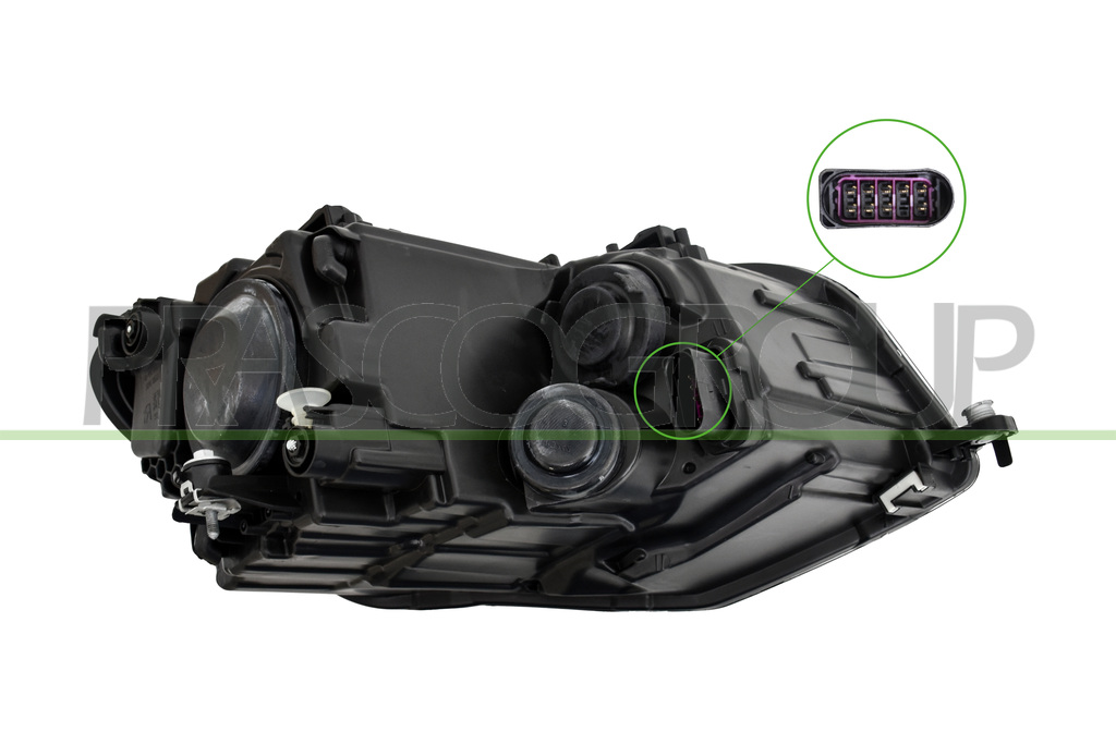 HEADLAMP LEFT H4 ELECTRIC-WITH MOTOR-BLACK
