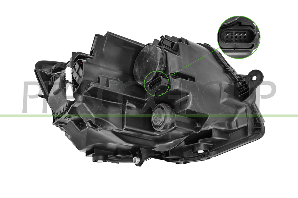 OPTICA IZQUIERDA H7+H7-ELECTRICA-CON MOTOR-NEGRA-CON BORDE CROMADO-MONAJE VALEO