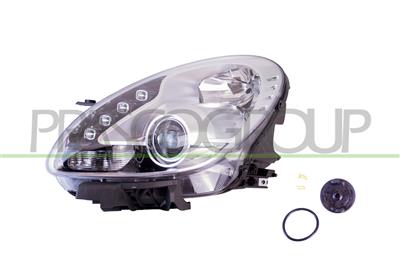OPTICA IZQUIERDA H7+H1 ELECTRICA-CON MOTOR-CON LUZ DIURNA-CROMADA-LED