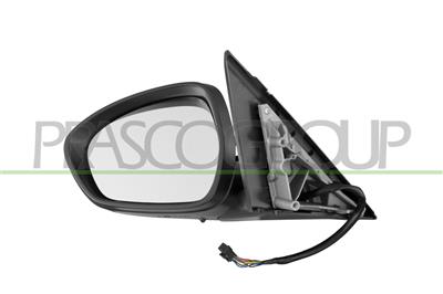 DOOR MIRROR LEFT-ELECTRIC-PRIMED-HEATED-WITH LAMP-CONVEX-6 PINS