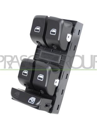 FRONT DOOR LEFT WINDOW REGULATOR PUSH-BUTTON PANEL-BLACK-4 SWITCHES-4 PINS
