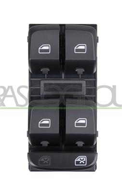 FRONT DOOR LEFT WINDOW REGULATOR PUSH-BUTTON PANEL-BLACK-4 SWITCHES-4 PINS