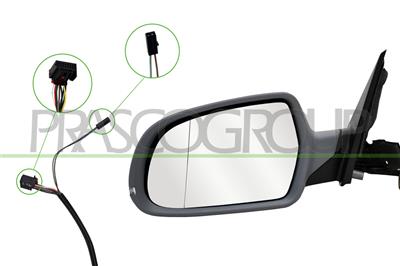 SPIEGEL LINKS-ELEKTRISCH-GRUNDIERT-HEIZBAR-MIT BLINKER-ASPHAERISCH-16H8P + 2H2P