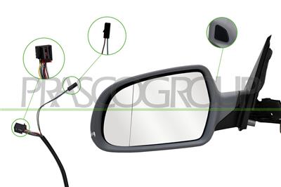 DOOR MIRROR LEFT-ELECTRIC-PRIMED-HEATED-WITH LAMP-WITH BLIS-ASPHERICAL-10 PINS