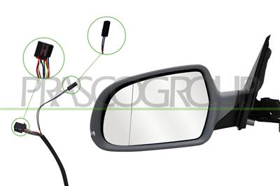 SPIEGEL LINKS-ELEKTRISCH-GRUNDIERT-HEIZBAR-ABKLAPPBAR-MIT BLINKER-ASPHAERISCH-16H10P + 2H2P