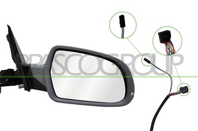 ESPEJO DERECHO-ELECTRICO-IMPRIMADO-TERMICO-ABATIBLE-CON PILOTO-CONVEXO-12 PINES