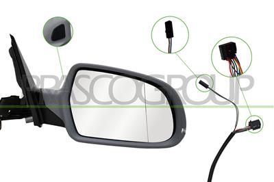 RETROVISORE DESTRO-ELETTRICO-CON PRIMER-TERMICO-CHIUDIBILE-CON FANALE-CON BLIS-ASFERICO-12 PINS
