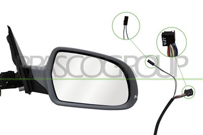 RETROVISORE DESTRO-ELETTRICO-CON PRIMER-TERMICO-CHIUDIBILE-CON FANALE-CON MEMORIA-CONVESSO-16 PINS