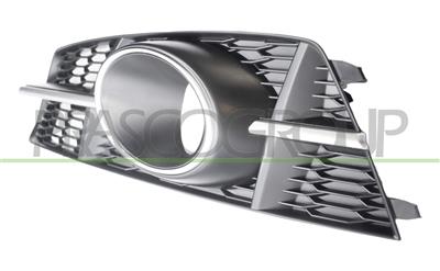 GRILLE GAUCHE DE PARE-CHOCS AVANT-NOIRE-AVEC TROU FONCTION REGULATEUR DE VITESSE-AVEC MOULURE ARGENT MOD. S-LINE
