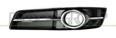 BUMPER GRILLE LEFT-BLACK-GLOSSY-WITH FOG LAMP HOLE-WITH CHROME MOLDING