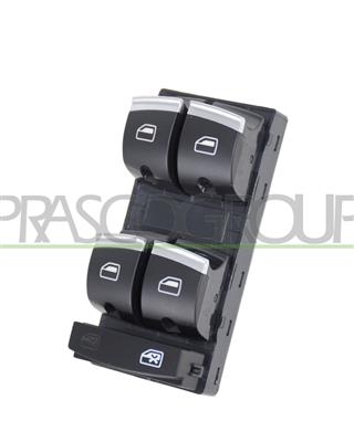 FRONT DOOR LEFT WINDOW REGULATOR PUSH-BOTTON PANEL-BLACK/CHROME EDGE-4 SWITCHES-10 PINS