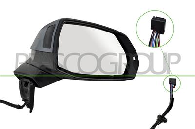 SPIEGEL RECHTS-ELEKTRISCH-GRUNDIERT-HEIZBAR-ABKLAPPBAR-MIT BLINKER-MIT BLIS-KONVEX-12 PINS