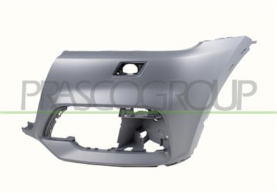 FRONT BUMPER LEFT-PRIMED-WITH HEADLAMP WASHER AND COVER-WITH PDC CUTTING MARKS