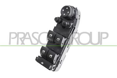 FRONT DOOR LEFT WINDOW REGULATOR PUSH-BUTTON PANEL-BLACK-4 SWITCHES-WITH FOLDABLE MIRROR FUNCTION-18 PINS