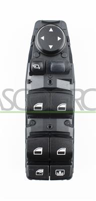 FRONT DOOR LEFT WINDOW REGULATOR PUSH-BUTTON PANEL-BLACK-4 SWITCHES-WITH REAR SUN PROTECTION FUNCTION-6 PINS