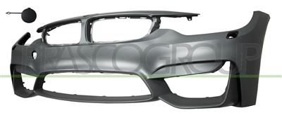 FRONT BUMPER-PRIMED-WITH TOW HOOK COVER-WITH HEADLAMP WASHER HOLES-WITH CUTTING MARKS FOR PDC AND PARK ASSIST MOD. M3