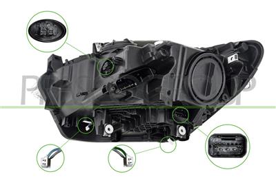 HEADLAMP RIGHT-XENON HID/D1S ELECTRIC-WITH MOTOR-WITH DAY RUNNING LIGHT-LED-HELLA TYPE