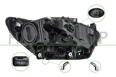 HEADLAMP LEFT-XENON HID/D1S ELECTRIC-WITH MOTOR-WITH DAY RUNNING LIGHT-LED-HELLA TYPE