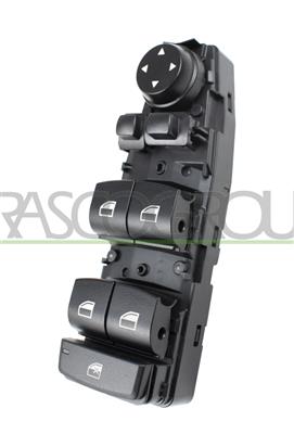 FRONT DOOR LEFT WINDOW REGULATOR PUSH-BUTTON PANEL-BLACK-4 SWITCHES-WITH FOLDABLE MIRROR FUNCTION-6 PINS