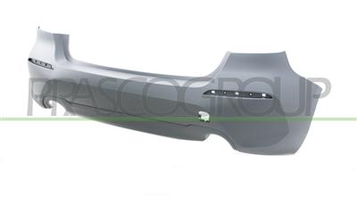 REAR BUMPER-PRIMED-WITH PDC+SENSOR HOLDERS-WITH CUTTING MARKS FOR PARK ASSIST-WITH SINGLE EXHAUST ON LEFT AND RIGHT SIDE