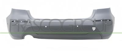 REAR BUMPER-PRIMED-WITH PDC AND PARK ASSIST HOLE+SENSOR HOLDERS-WITH SINGLE EXHAUST ON LEFT SIDE
